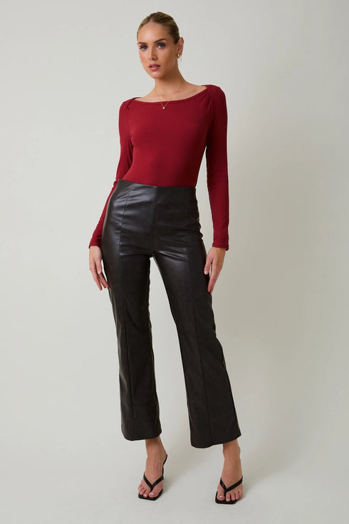 FADED FAUX LEATHER PANT